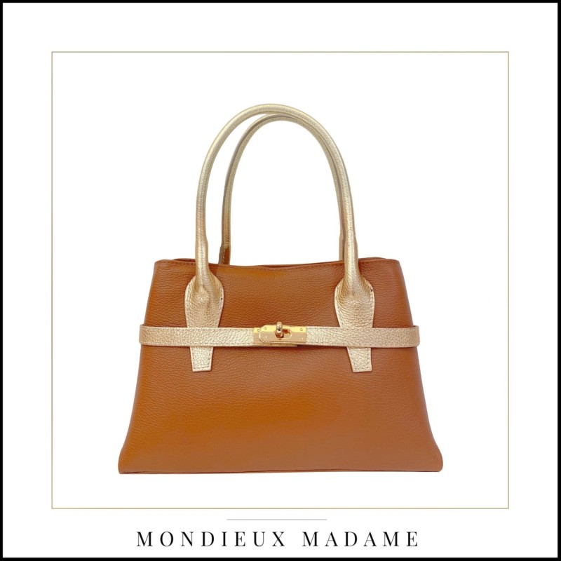 Sac à main Collection Mondieux Madame (Julia camel et or)