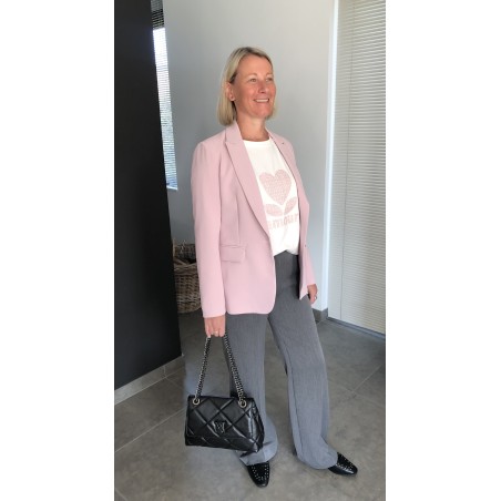 Veste blazer rose poudrée